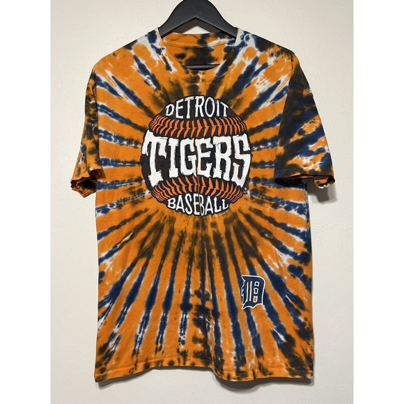 Liquid Blue Other - Y2K Detroit Tigers Tie Dye T Shirt XL MLB Liquid Blue Baseball Orange Blue USA